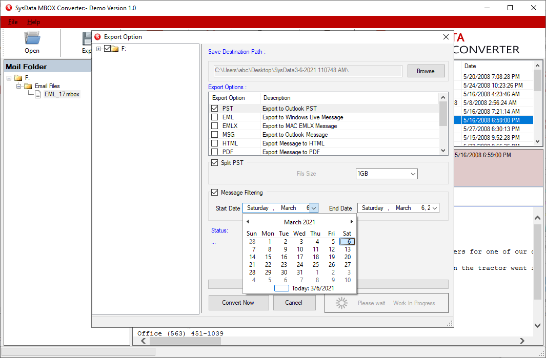 Split MBOX by Size, Date, and Folder