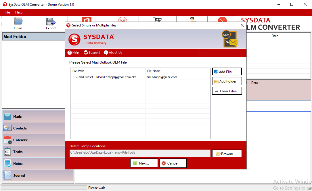 SysData OLM Converter