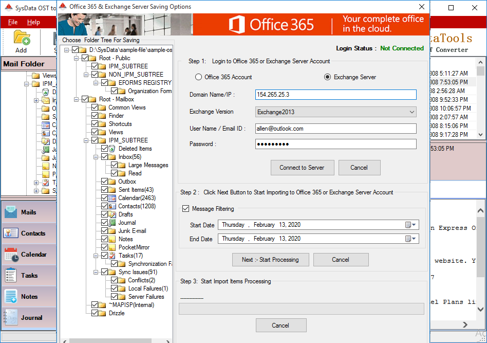 OST to Exchange Server Option